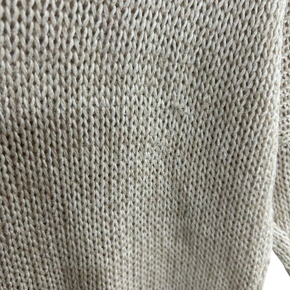Tart Beige Open Knit Sweater M Coastal Grandma Minimalist Quiet Luxury Layering - Picture 6 of 7